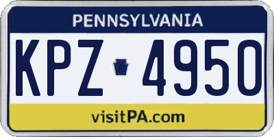 PA license plate KPZ4950