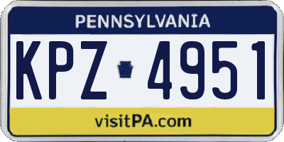 PA license plate KPZ4951
