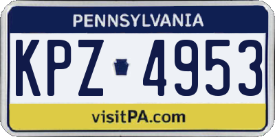 PA license plate KPZ4953