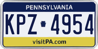 PA license plate KPZ4954