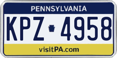 PA license plate KPZ4958