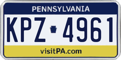 PA license plate KPZ4961