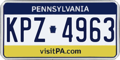 PA license plate KPZ4963