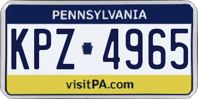 PA license plate KPZ4965