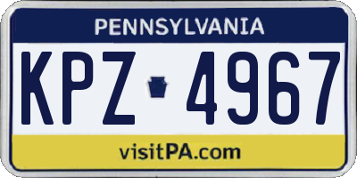 PA license plate KPZ4967