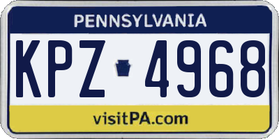 PA license plate KPZ4968