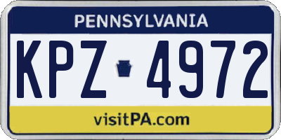 PA license plate KPZ4972