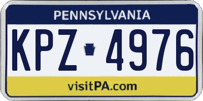 PA license plate KPZ4976