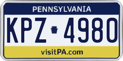 PA license plate KPZ4980