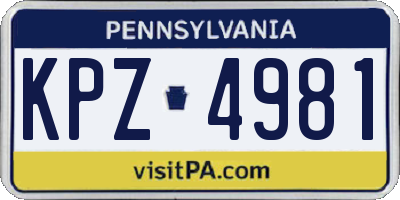 PA license plate KPZ4981