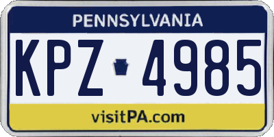 PA license plate KPZ4985