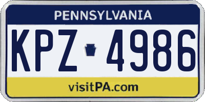 PA license plate KPZ4986
