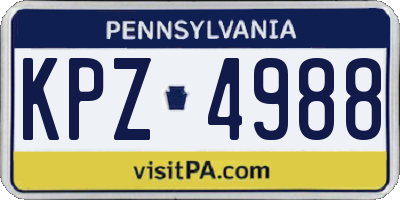 PA license plate KPZ4988