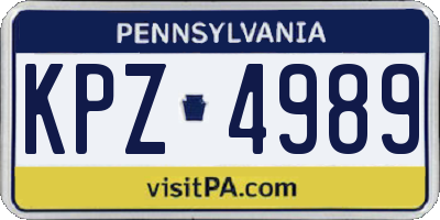 PA license plate KPZ4989