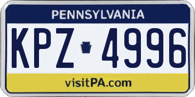 PA license plate KPZ4996