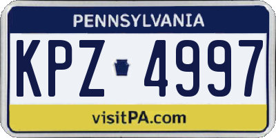 PA license plate KPZ4997