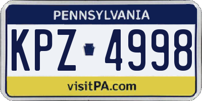 PA license plate KPZ4998