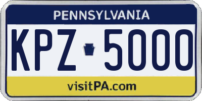 PA license plate KPZ5000