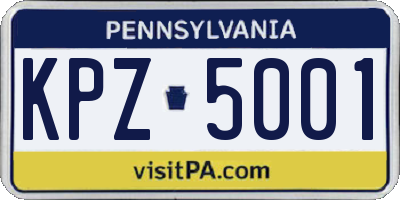 PA license plate KPZ5001