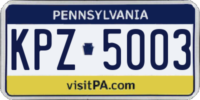 PA license plate KPZ5003