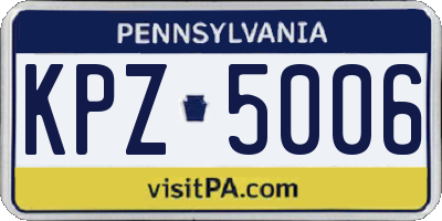 PA license plate KPZ5006