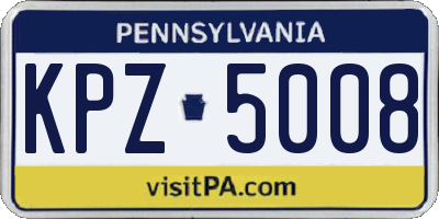 PA license plate KPZ5008