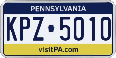 PA license plate KPZ5010