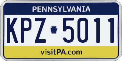 PA license plate KPZ5011