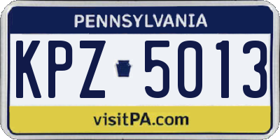 PA license plate KPZ5013