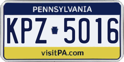 PA license plate KPZ5016