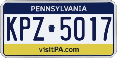 PA license plate KPZ5017