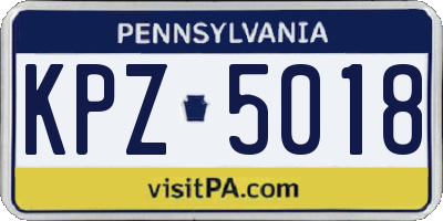 PA license plate KPZ5018