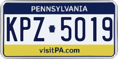 PA license plate KPZ5019