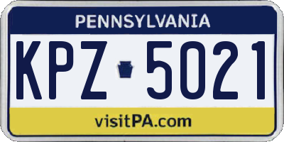 PA license plate KPZ5021