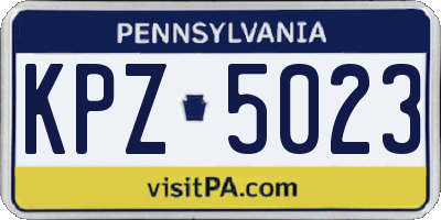 PA license plate KPZ5023