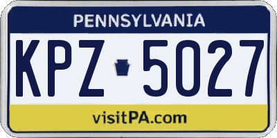 PA license plate KPZ5027