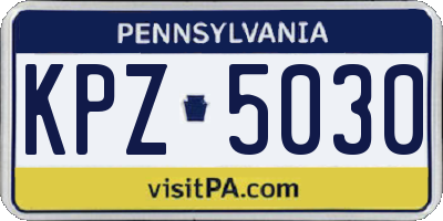 PA license plate KPZ5030