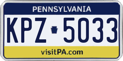 PA license plate KPZ5033