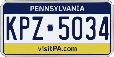 PA license plate KPZ5034