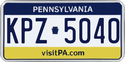 PA license plate KPZ5040