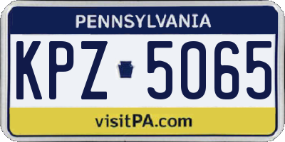 PA license plate KPZ5065