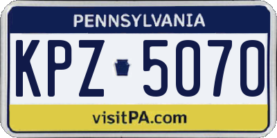 PA license plate KPZ5070