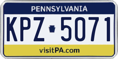 PA license plate KPZ5071