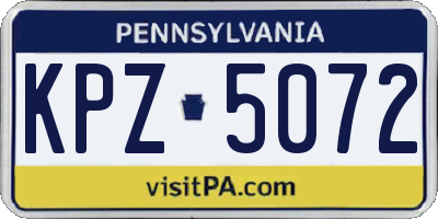 PA license plate KPZ5072