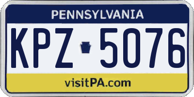 PA license plate KPZ5076