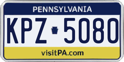 PA license plate KPZ5080
