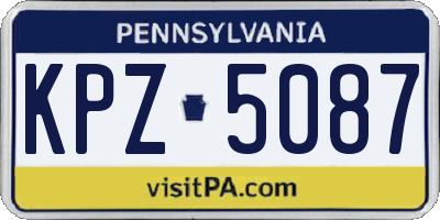 PA license plate KPZ5087