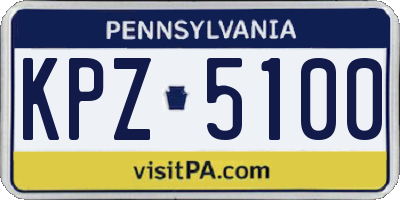PA license plate KPZ5100