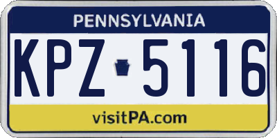 PA license plate KPZ5116