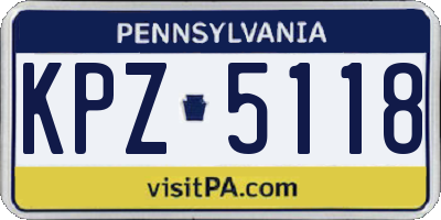 PA license plate KPZ5118